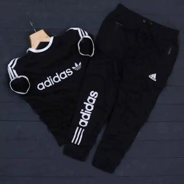 Adidas Printed Track Suit for Men (Black, S)